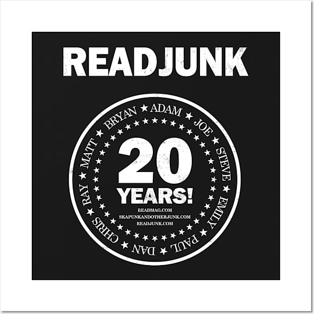 ReadJunk.com 20th Anniversary T-Shirt Wall Art by bryankremkau